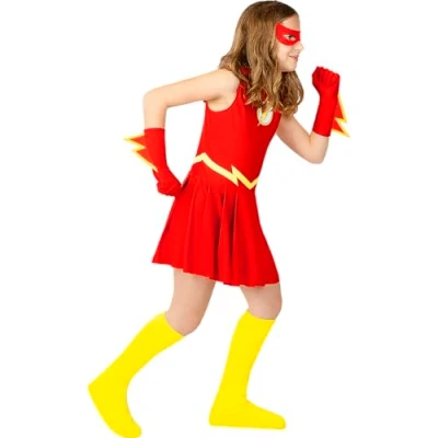 Afbeelding van FUNIDELIA Flash kostuum voor meisjes Maat: 122 134 cm Rood