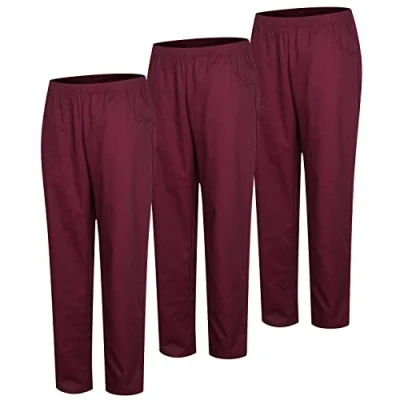 Afbeelding van MISEMIYA 3 delige set uniseks gezondheidsbroek uniform voor sanitair, Medicos werkbroek, Granaat 21