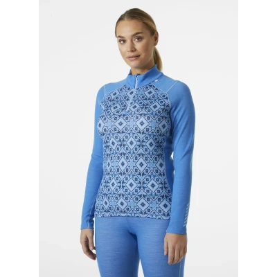 Afbeelding van Helly Hansen Women Lifa Merino Midw Gra 1/2 Zip Ultra Blue Star Pixel maat XL