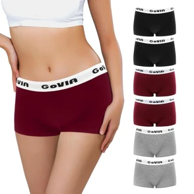 Afbeelding van Libella Set van 6 boxershorts zacht katoen voor dames, 2 x zwart/2 magenta/2 lichtgrijs