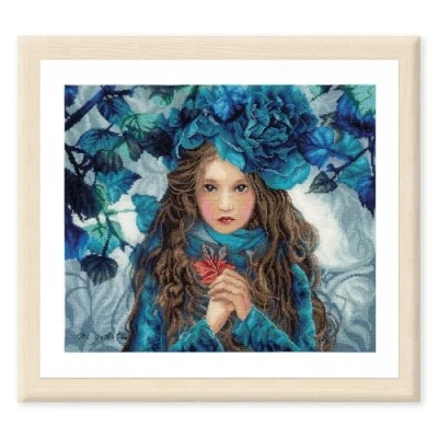 Afbeelding van Blue flowers girl Eavenwave borduurpakket Lanarte pn 0188640