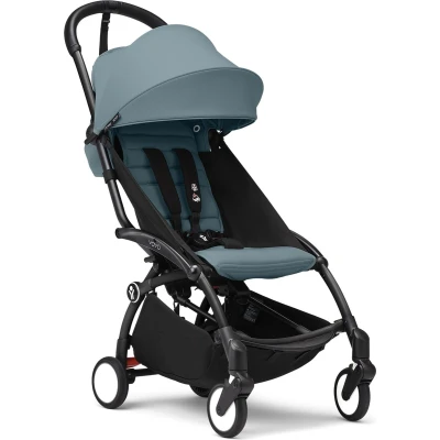 Afbeelding van Stokke YOYO3 kinderwagen vanaf 6 maanden Inclusief zwart frame / Aqua zitkussen + luifel in een handomdraai en uitklapbaar Licht compact Compatibel met handbagage