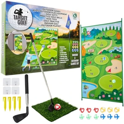 Afbeelding van KreativeKraft Golfset voor kinderen en volwassenen, familiespel, ballen, accessoires, golf, doelmat putting oefening binnen buiten