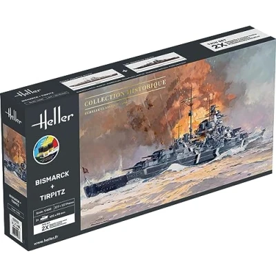 Afbeelding van 1:400 Heller 55078 Bismarck en Tirpitz Schepen Twinset Starter Kit Plastic Modelbouwpakket
