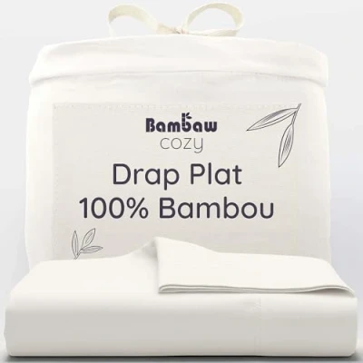 Afbeelding van Bamboe laken 270cm x 290 Ivoor Bovenlaken 2 Persoons Extra breed Anti mijtbeddengoed Ultrazacht plat Luxe Beddengoed Hypoallergeen lakens Puur Viscose Rayon Ultra ademende Stof Bambaw