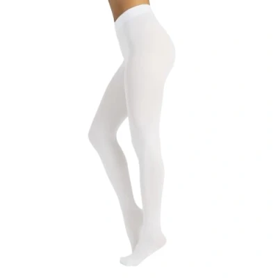 Afbeelding van Calzitaly Panty van kleurrijke microvezel M, L, XL 80 Den Gemaakt in Italië ondoorzichtig dames, Wit.