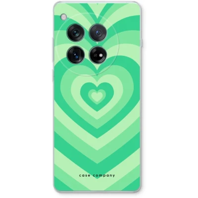 Afbeelding van Case Company® hoesje geschikt voor OnePlus 12r Hart Groen Soft Cover Telefoonhoesje Bescherming aan alle Kanten en Schermrand