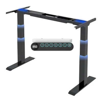 Afbeelding van FLEXISPOT E6B Standing Desk In Hoogte Verstelbaar Bureau Elektrische Staande 3 traps 2 motor met Smart Keyboard Laadvermogen 125 kg(Zwart)
