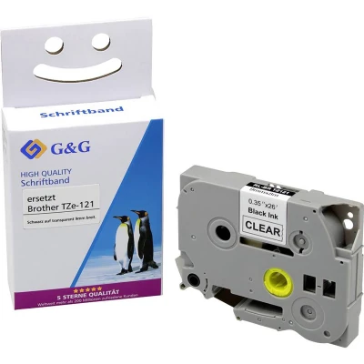 Afbeelding van G&amp;G Labeltape Tapekleur: Transparant Tekstkleur: Zwart 9 mm 8 m