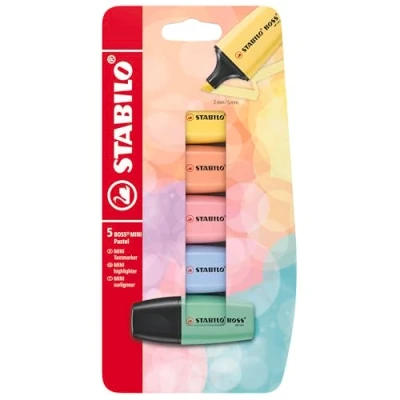 Afbeelding van STABILO BOSS MINI Pastel Markeerstiften, 5 stuks, verschillende kleuren