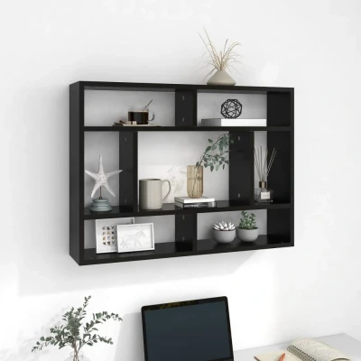 Afbeelding van Wandschap 75x16x55 cm spaanplaat zwart