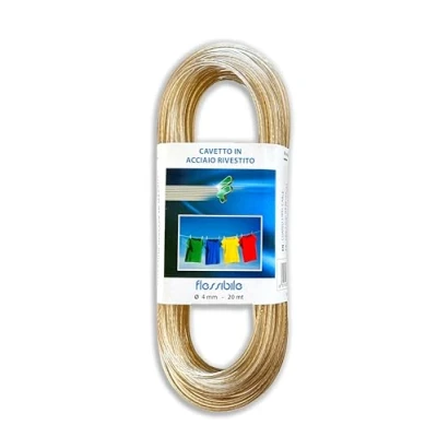 Afbeelding van IPEA Droogkabel, 4 mm, staal, 20 meter, gelamineerd, transparant, dikte 0,4 cm
