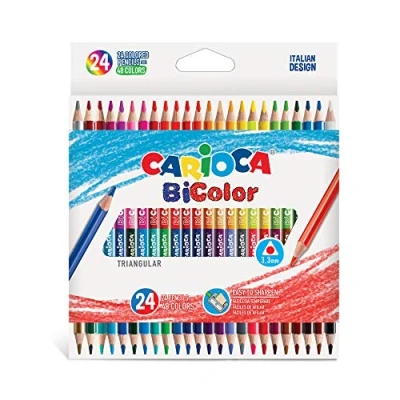 Afbeelding van Kredki olówkowe trójkatne Carioca BiColor 24/48 kleur