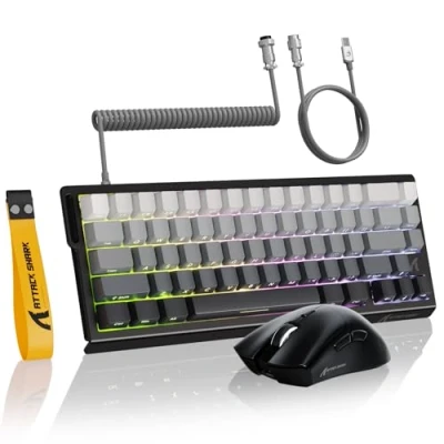 Afbeelding van MAMBASNAKE ATTACK SHARK X68 HE à Déclenchement Rapide Clavier, Souris R1 et Câble Spiralé 8KHz Combos, Précision RT 0,01mm, Clavier Magnétique 8KHz, de Jeu Sans Fil R1,pour PC/Mac Moonlit Night