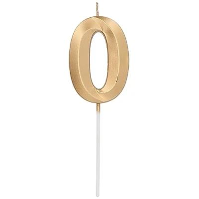 Afbeelding van Folat Kaars cijfer 0 glamour goud metallic 7 cm