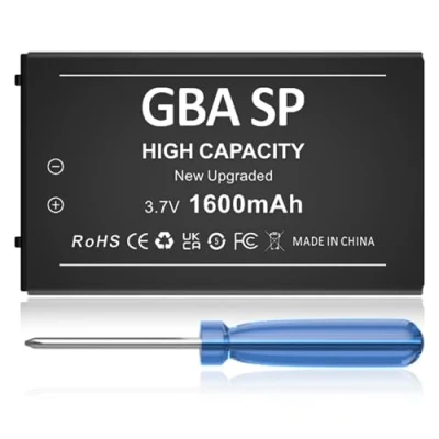 Afbeelding van Li ion batterij met hoge capaciteit voor Gameboy Advance SP (GBA SP), 1600 mAh, super capaciteit, vervangende Nintendo AGS 001, 003, 101