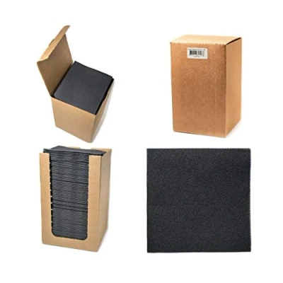 Afbeelding van Alvotex CHIC Airlaid servetten, 100 stuks, 1/4, stoflook, premium kwaliteit, zwart, 20 x cm