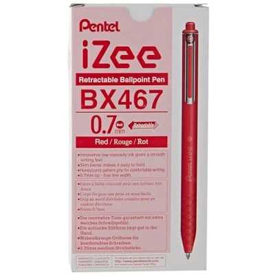 Afbeelding van Pentel i Zee drukbalpen, rood, 0,7 mm, 12 stuks