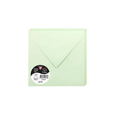 Afbeelding van Clairefontaine 5473C, verpakking met 20 enveloppen, vierkant, 16,5 x cm, 120 g/m², kleur: groen, uitnodiging voor evenementen en overeenkomst, Pollen serie, glad papier van hoge kwaliteit