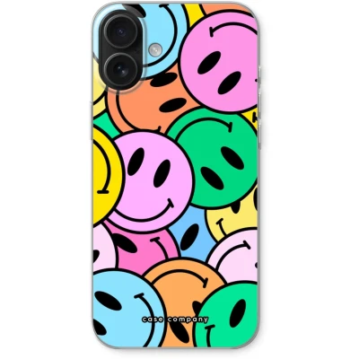 Afbeelding van Case Company® hoesje geschikt voor iPhone 16 Plus Smiley N1 Soft Cover Telefoonhoesje Bescherming aan alle Kanten en Schermrand