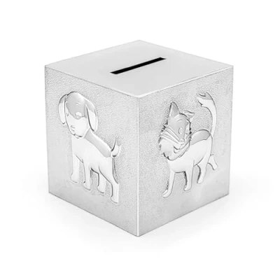 Afbeelding van Zilverstad Money box Cube Pets silver colour
