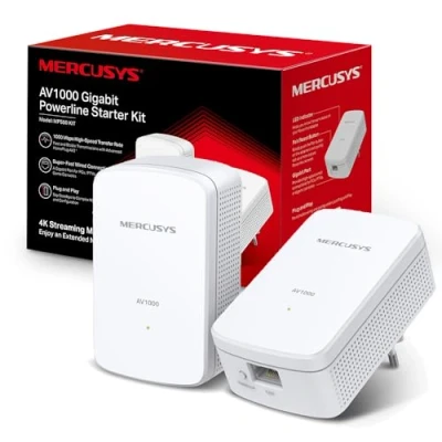 Image de Mercusys Powerline MP500 V1 Starter kit d&#039;adaptation pour courant porteur GigE, HomePlug AV (HPAV), (HPAV) 2.0, IEEE 1901 Branchement mural (pack de 2)