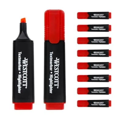 Afbeelding van Westcott E 743648 00 markeerstift rood lijndikte 2 5 mm Hoogwaardige inkt uit Duitsland