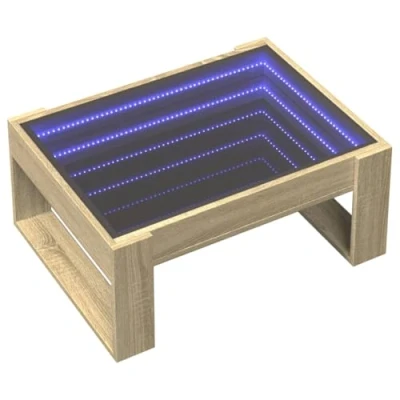 Image de vidaXL Table basse avec LED infini chêne sonoma 70x53x30 cm847632