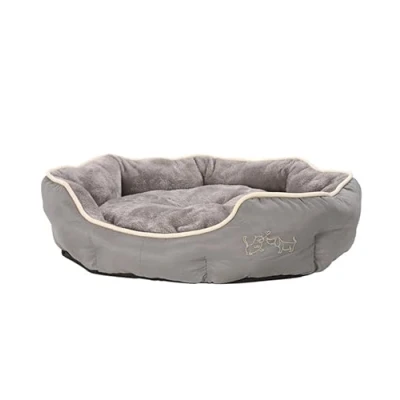 Afbeelding van Dehner Ovaal hondenbed voor katten en honden, ca. 57 x 52 14 cm, polyester, grijs