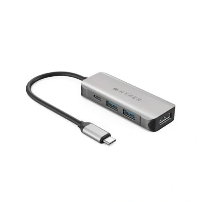 Image de Hub USB Type C 4 en 1 universel HyperDrive HD41 GL pour MacBook/Chromebook et PC Gris