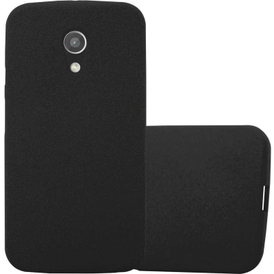 Afbeelding van Cadorabo Hoesje geschikt voor Motorola MOTO G2 in FROST ZWART Beschermhoes gemaakt van flexibel TPU silicone Case Cover