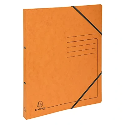 Afbeelding van Exacompta 542554E ringband, 2 ringen, 1,5 cm, rug van glanzend karton, met lijndruk voor het markeren mappen, elastiekjes, opbergen documenten oranje