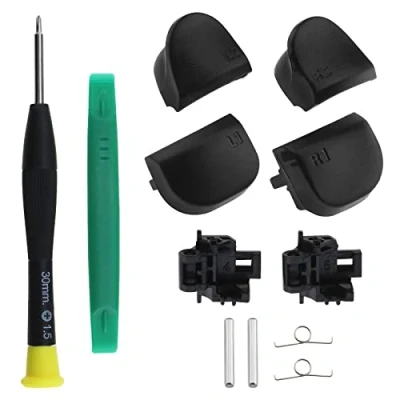 Afbeelding van Set van 12 reparatiesets voor ontgrendelingsknoppen L1 R1 L2 R2 compatibel met PS5 V1 controller schouderknoppen veren en triggerframes as schroevendraaier