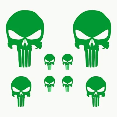 Afbeelding van Autodomy Stickers doodskop 8 stuks voor auto of motorfiets (groen)