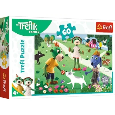 Afbeelding van Trefl de Treflik familie, Een vrolijke dag voor Trefliks 60 stukjes puzzel met sprookjesfiguren uit familie Treflik, kinderen vanaf 4 jaar.