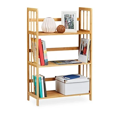 Afbeelding van Relaxdays opbergrek bamboe met 3 etages boekenrek badkamerrek boekenkast