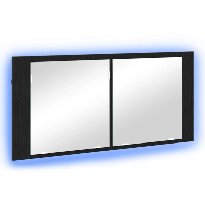 Afbeelding van vidaXL LED Spiegelkast Zwart Eiken 100x12x45 cm Hout