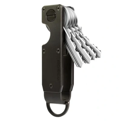 Afbeelding van ROSSM Sleutelorganizer compacte metalen sleutelhanger innovatieve minimalistische intelligente beveiligt 2 6 sleutels, Mat zwart, minimalistisch,