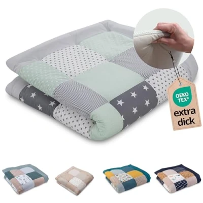 Afbeelding van ULLENBOOM ® kruipdeken l speeldeken in de maten 120x120 cm, ideaal speelkleed voor box I mint grijs