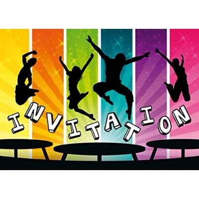 Afbeelding van Edition Colibri 11017 FR 10 uitnodigingskaarten in het Frans voor een kinderverjaardag of springfeest trampolinepark