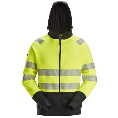 Afbeelding van Snickers 2839 High Vis Klasse 2, Hoodie met Rits Visibility/Zwart Geel