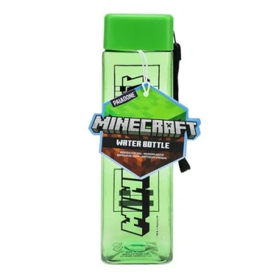 Afbeelding van Paladone Minecraft Vierkante waterfles van kunststof met polsband, cadeau voor jongens, 500 ml
