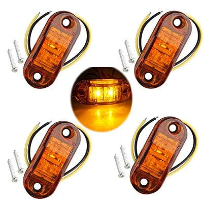 Afbeelding van Futheda 4 stuks IP65 12 V/24 V ovale zijpositielampen, led koplampen, universeel, positie indicator met barnsteen, lampen voor vrachtwagen, caravan, auto, bus, boten