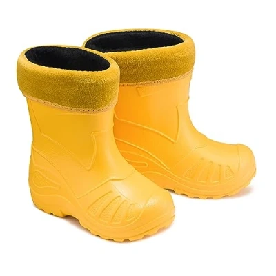 Afbeelding van ESTRO regenlaarzen voor meisjes, kinderen, jongens, regenlaarzen, gevoerd, regenschoenen, rubberen laarzen K050, Geel.