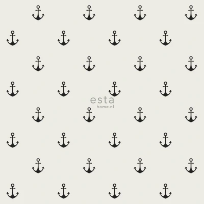 Afbeelding van ESTAhome behang ankers beige en zwart 128873 0,53 x 10,05 m