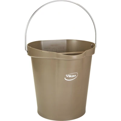 Afbeelding van Vikan Buckets and Lids 12 Liters Hygiene Bucket with Spout Brown Graduation 12ltr
