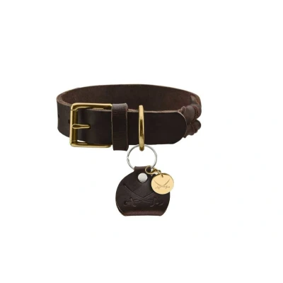 Afbeelding van HUNTER Sansibar Solid hondenhalsband, leer, gevlochten, donkerbruin, maat 45