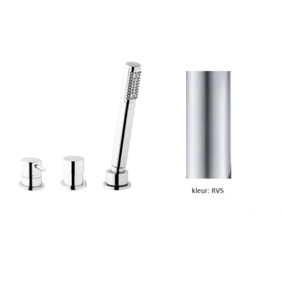 Afbeelding van Waterevolution Flow 3 gats Badmengkraan voor Badrandmontage RVS T138SBIE