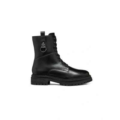 Afbeelding van Geox Veterlaarzen, Dames, Maat: 37, Black Leer