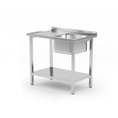 Afbeelding van Spoeltafel met Schap geschroefd HENDI Budget Line Wasbak Rechts 800x600x(H)850mm 816998 Horeca &amp; Professioneel
